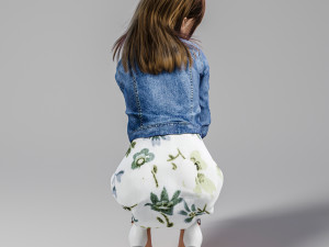 Squatting girl looking 001 3D मॉडल