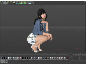 Squatting girl looking 001 3D मॉडल