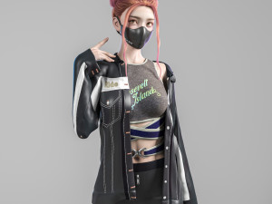 Woman Casual Standing with pose 001 3D Model