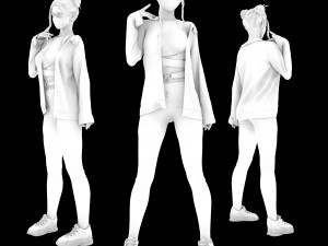 Woman Casual Standing with pose 001 3D Model