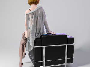 Sexy girl in Black Lingerie sitting on the sofa 3D 모델