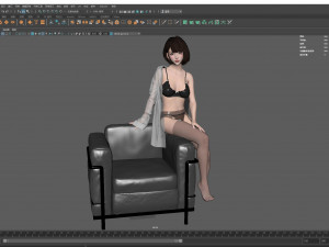 Sexy girl in Black Lingerie sitting on the sofa 3D 모델