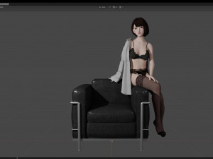Sexy girl in Black Lingerie sitting on the sofa 3D 모델