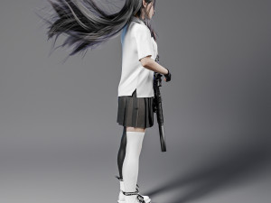 Cute girl in JK with posing 3D Model