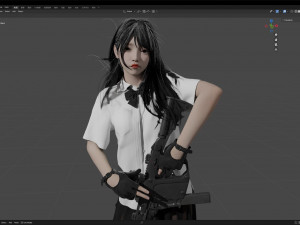 Cute girl in JK with posing 3D Model