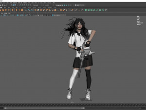 Cute girl in JK with posing 3D Model
