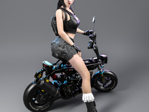 Motorcycle Girl 001 3D Model