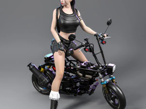 Motorcycle Girl 001 3D Model
