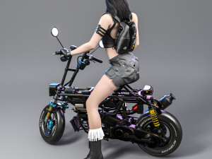 Motorcycle Girl 001 3D 模型