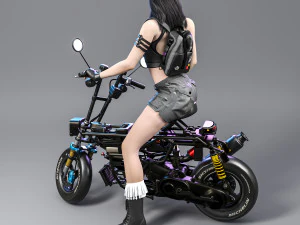 Motorcycle Girl 001 3D Model