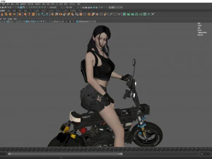 Motorcycle Girl 001 3D Model