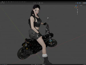 Motorcycle Girl 001 3D Model