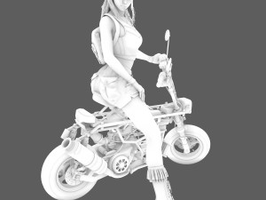 Motorcycle Girl 001 3D 模型