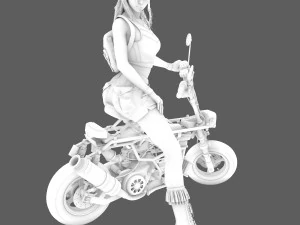 Motorcycle Girl 001 3D Model