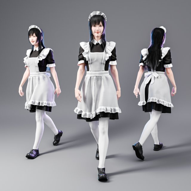 Maid walking 001 3D मॉडल .c4d .max .obj .3ds .fbx .stl .blend 