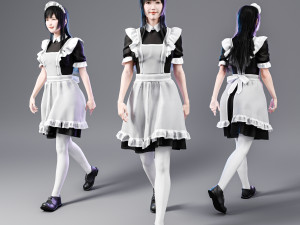 Maid walking 001 3D Model