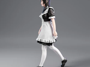 Maid walking 001 3D Model