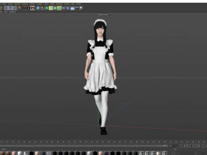 Maid walking 001 3D Model
