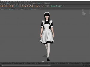 Maid walking 001 3D Model