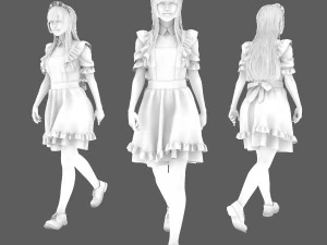 Maid walking 001 3D Model