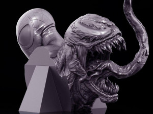 Spiderman vs Venom Bust 3D Print Model