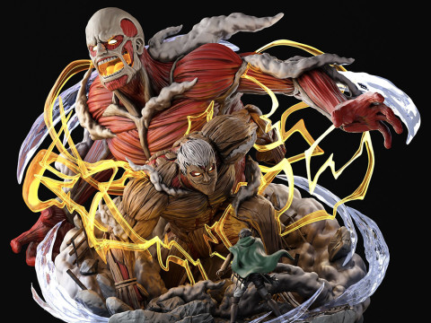 Armored Titan and Colossal Titan 3D Print Model