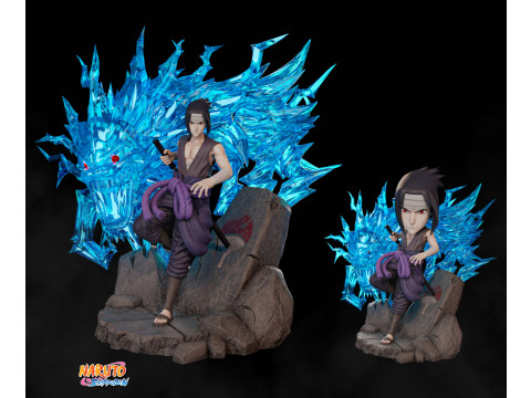 Sasuke Uchiha from battle with Itachi and Chibi 3D Print Model