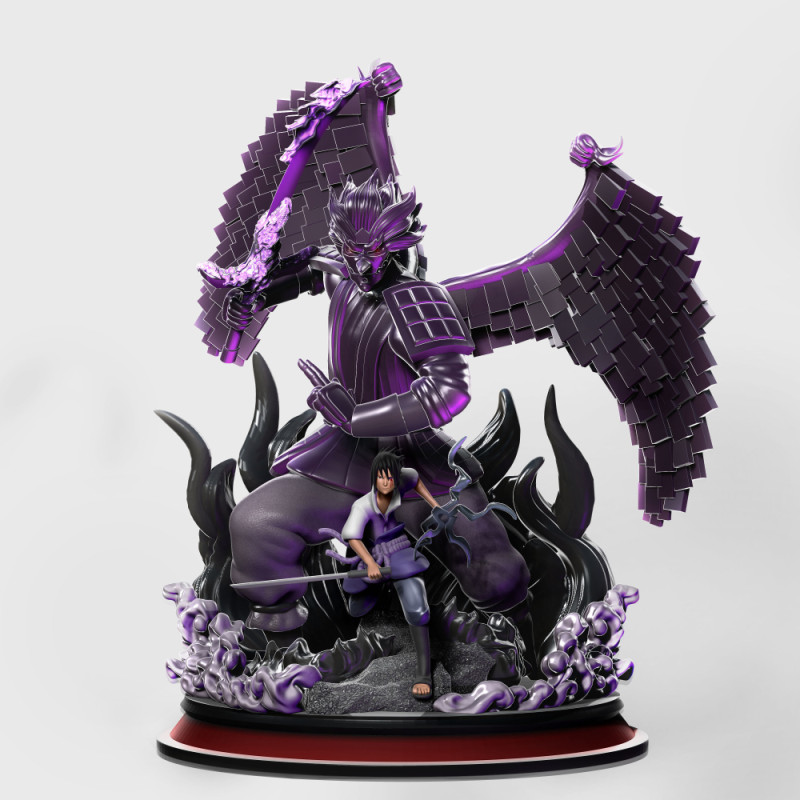 Sasuke and Susanoo 3D Print Model .c4d .max .obj .3ds .fbx .stl .blend 