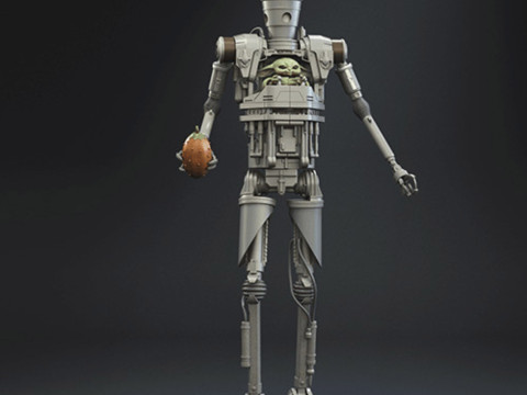 IG-12 with Grogu 3D Print Model