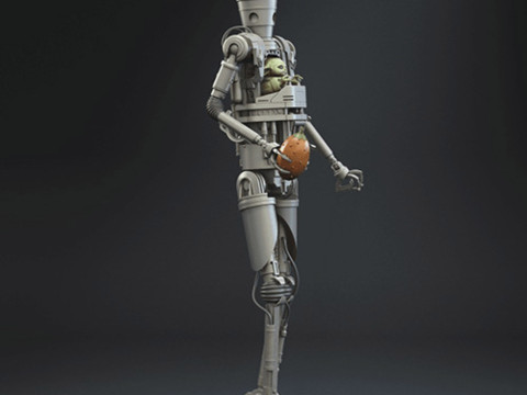 IG-12 with Grogu 3D Print Model