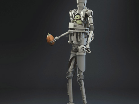 IG-12 with Grogu 3D Print Model