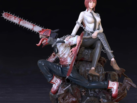 Makima and Denji - Chainsaw Man 3Dプリントモデル