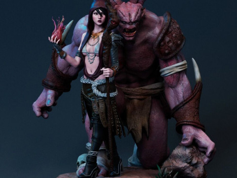Morrigan Dragon Age and Monster 3D Print Model
