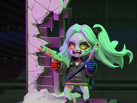 Chibi Rebecca Cyberpunk Edgerunners 3D Принт Модель