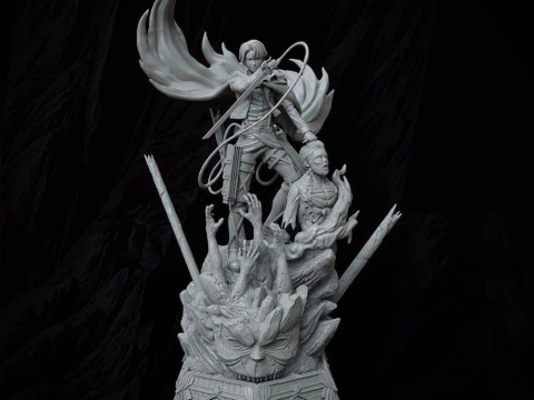 Levi Ackerman Vs Zeke Yeager 3D Print Model
