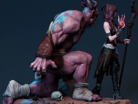 Morrigan Dragon Age and Monster 3D Print Model