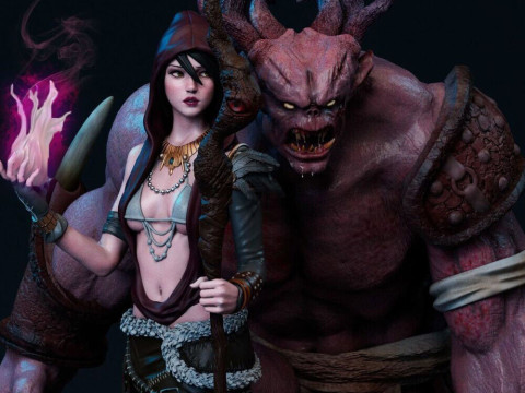 Morrigan Dragon Age and Monster 3D 打印模型