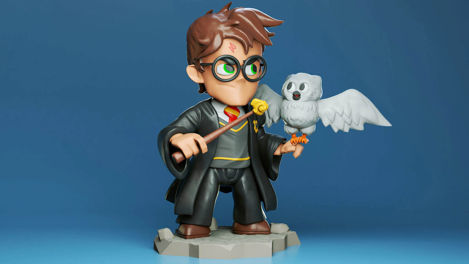 Harry Potter Chibi 3D Print Model .c4d .max .obj .3ds .fbx .stl .blend 