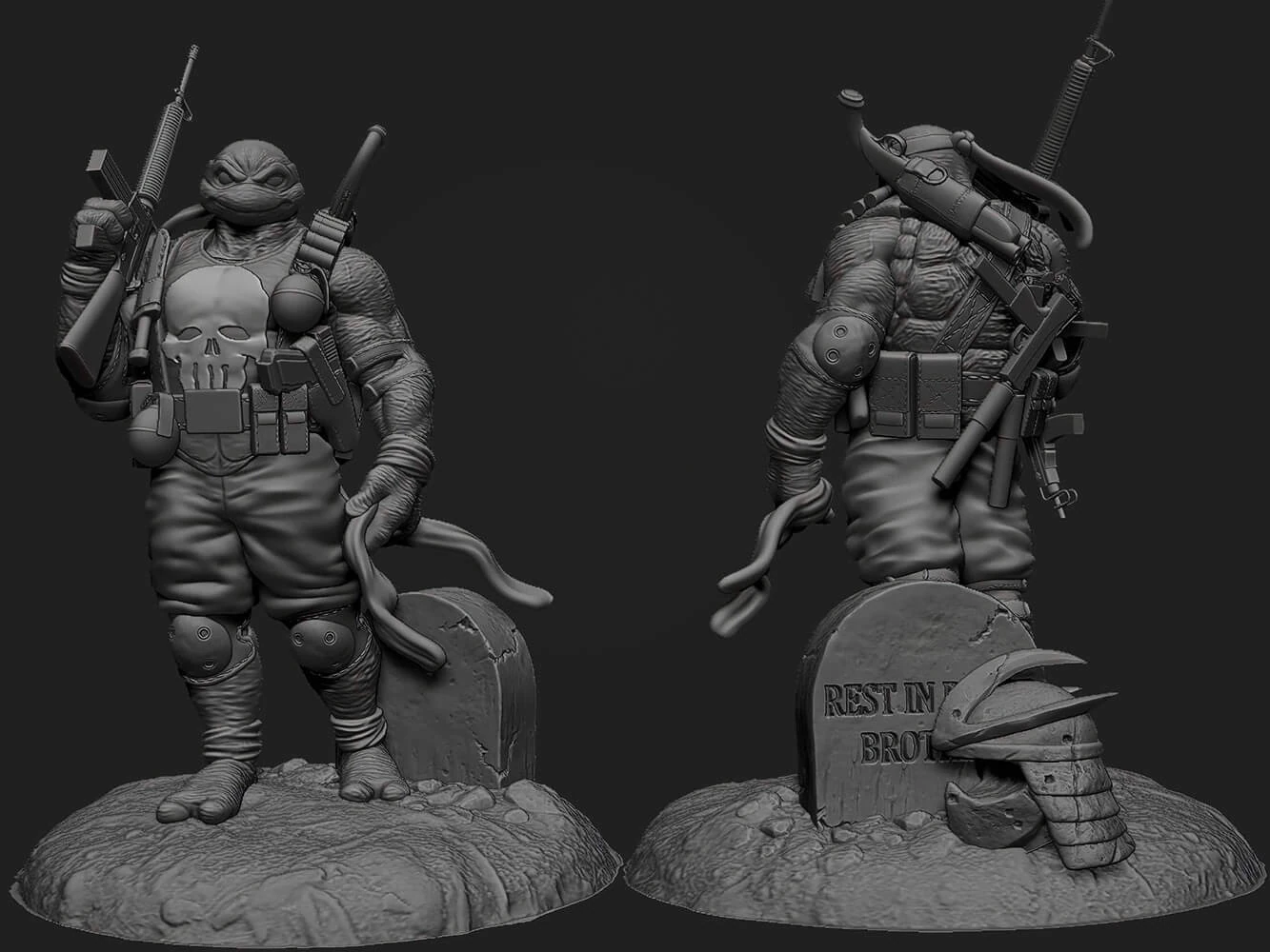 Turtle Punisher 3D Print Model .c4d .max .obj .3ds .fbx .stl .blend 