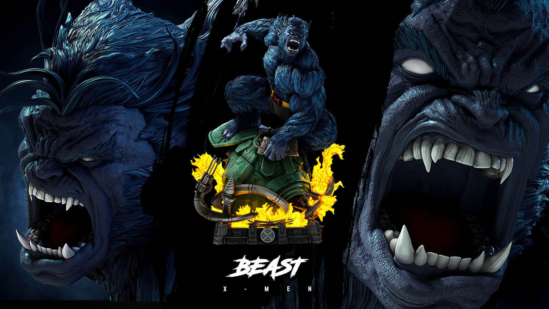 Beast X-Men Statue 3D Print Model .c4d .max .obj .3ds .fbx .stl .blend 