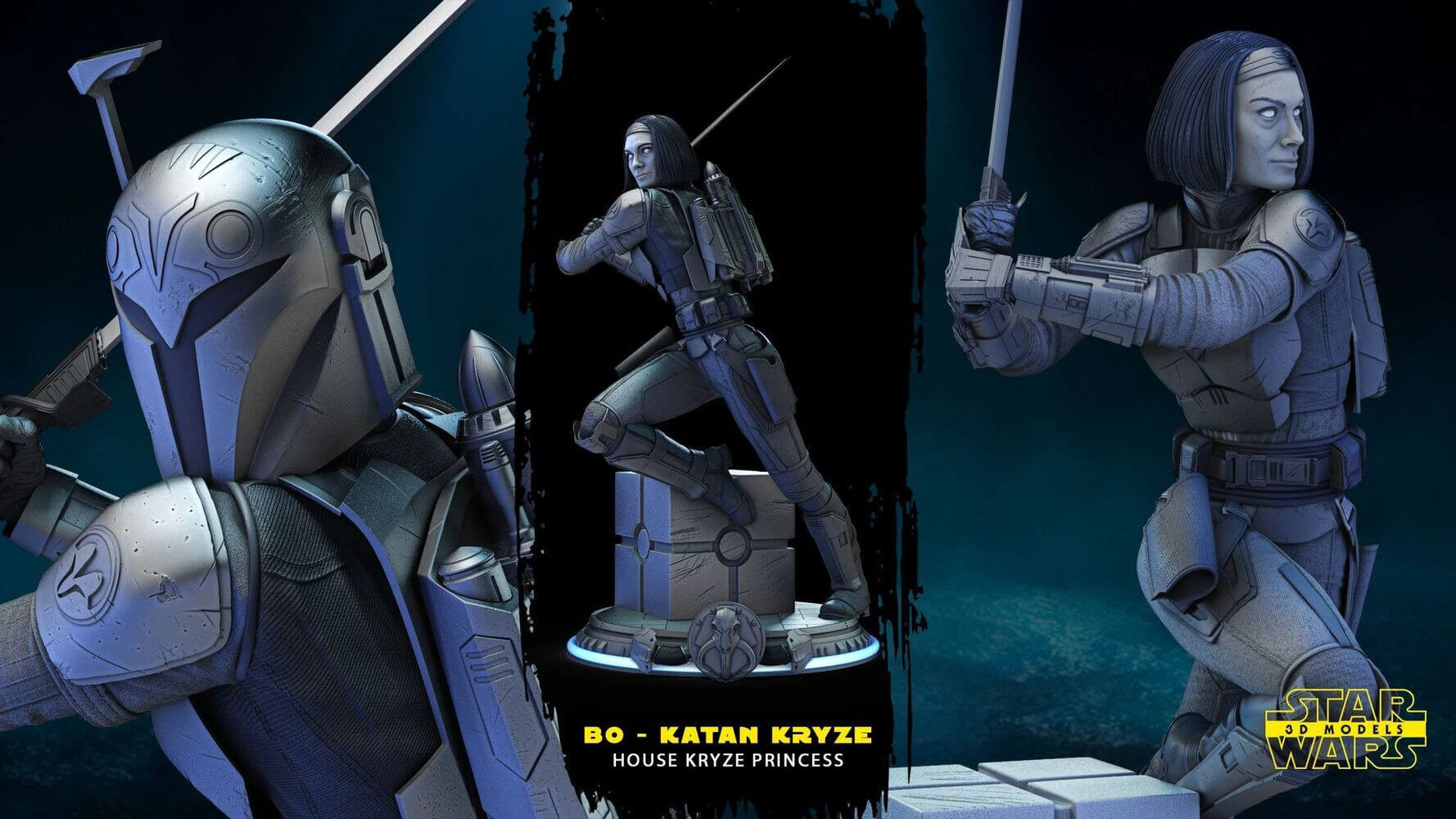 Bo-Katan - Star Wars 3D Print Model .c4d .max .obj .3ds .fbx .stl .blend 