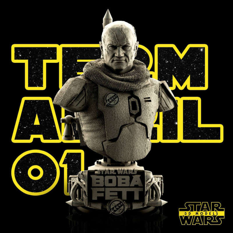 Star Wars - Boba Fett Bust 3D Принт Модель .c4d .max .obj .3ds .fbx .stl .blend
