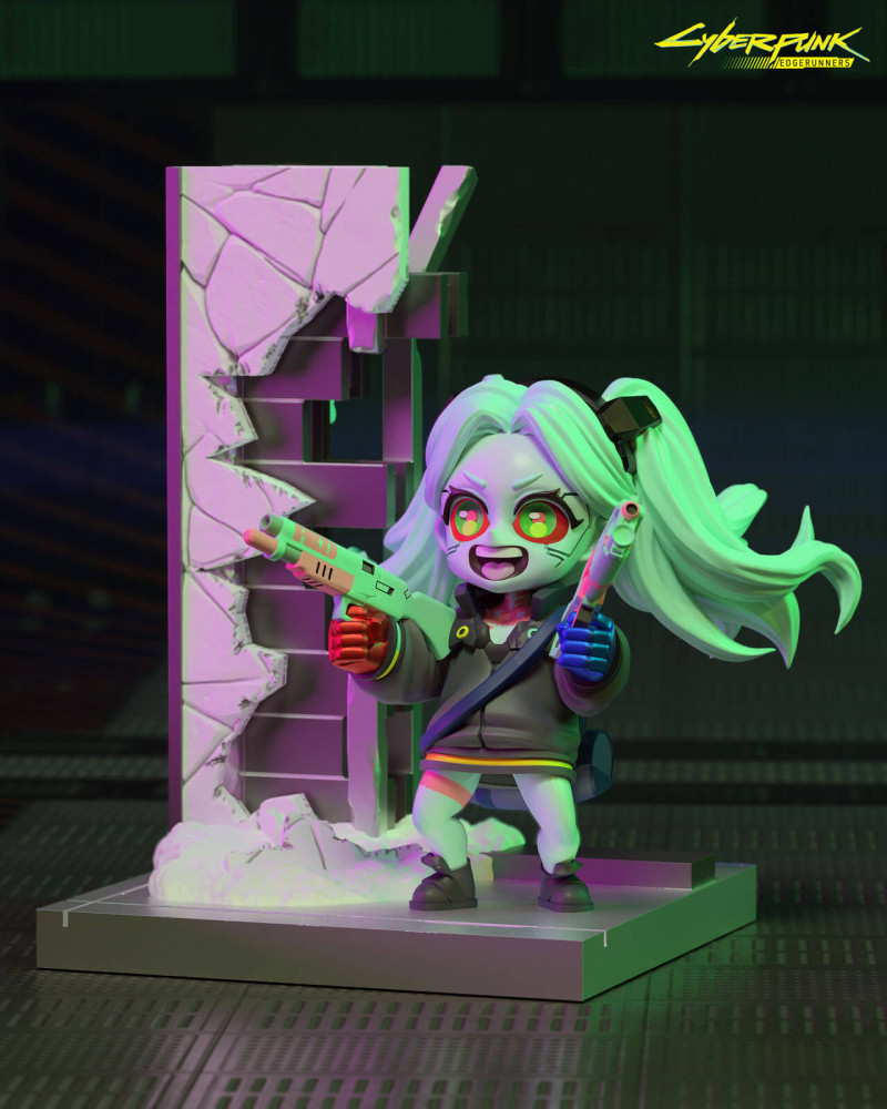 Chibi Rebecca Cyberpunk Edgerunners 3Dプリントモデル .c4d .max .obj .3ds .fbx .stl .blend