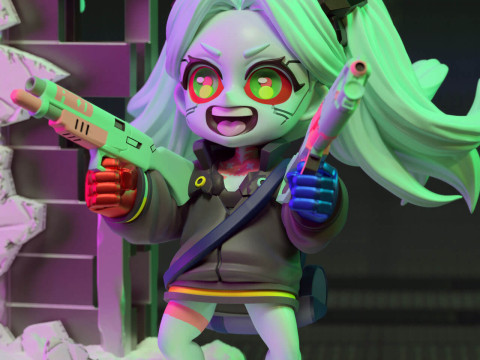 Chibi Rebecca Cyberpunk Edgerunners 3Dプリントモデル