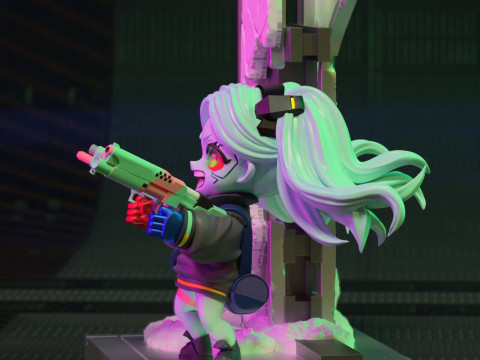 Chibi Rebecca Cyberpunk Edgerunners 3Dプリントモデル