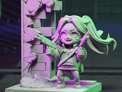 Chibi Rebecca Cyberpunk Edgerunners 3Dプリントモデル