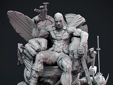 Deadpool on Throne 3D 打印模型