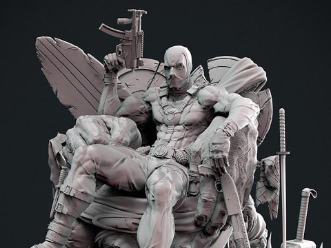 Deadpool on Throne 3D 打印模型