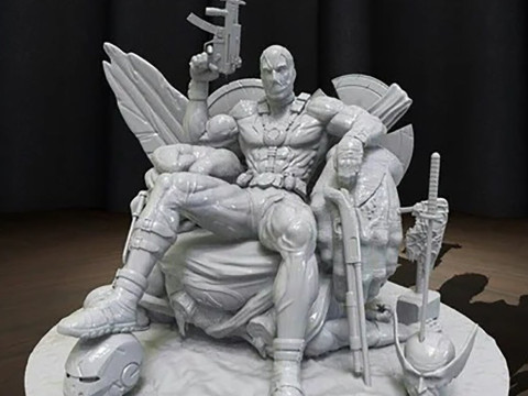 Deadpool on Throne 3D 打印模型