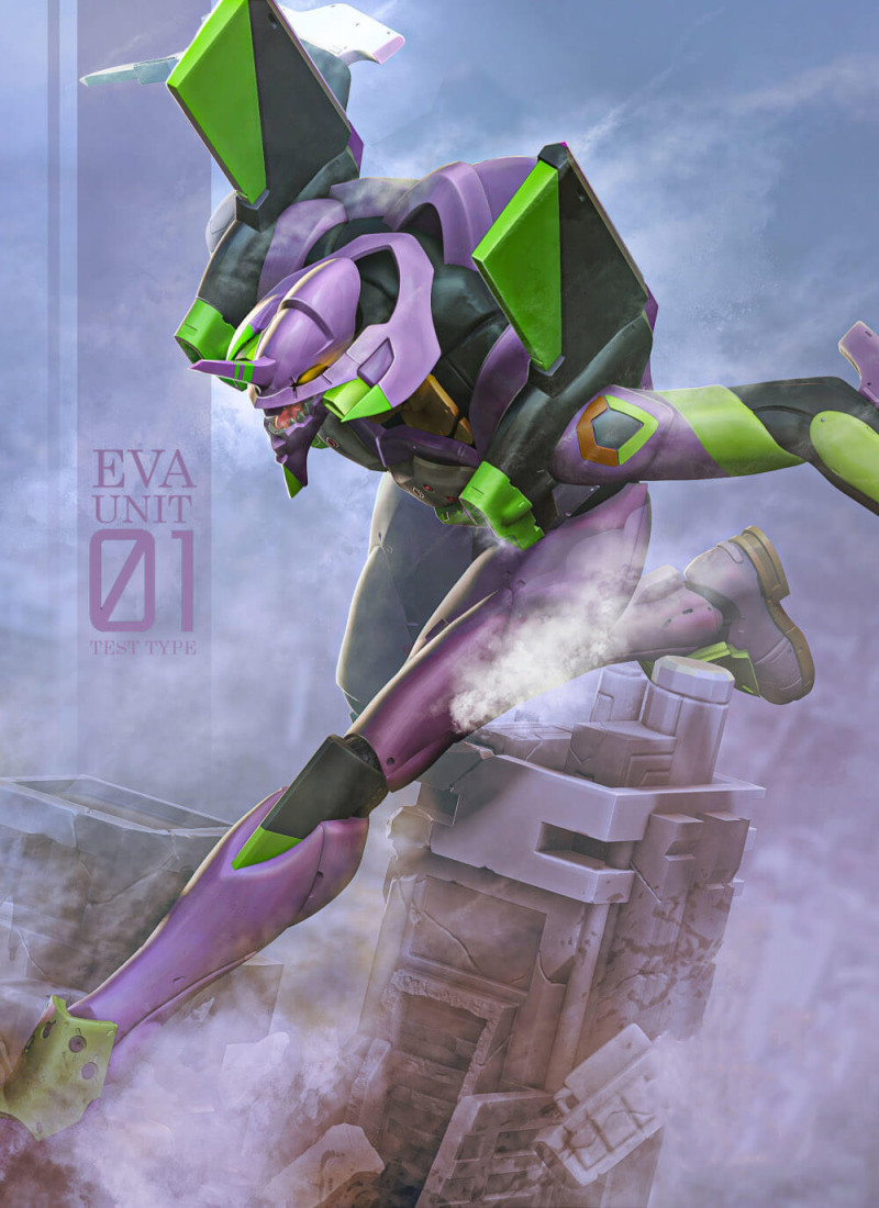 EVA01 - Neon Genesis Evangelion 3D Принт Модель .c4d .max .obj .3ds .fbx .stl .blend